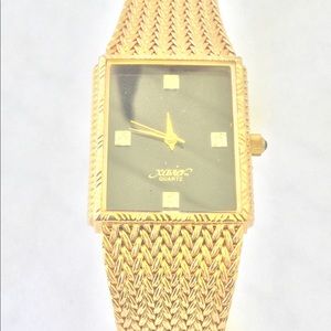 Xavier Quartz Watch Gold Plate w/ Diamonds